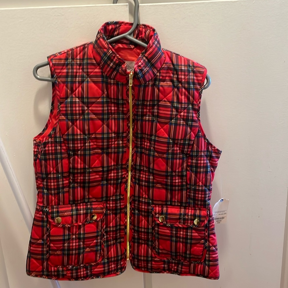 St. John’s bay plaid vest - brand new